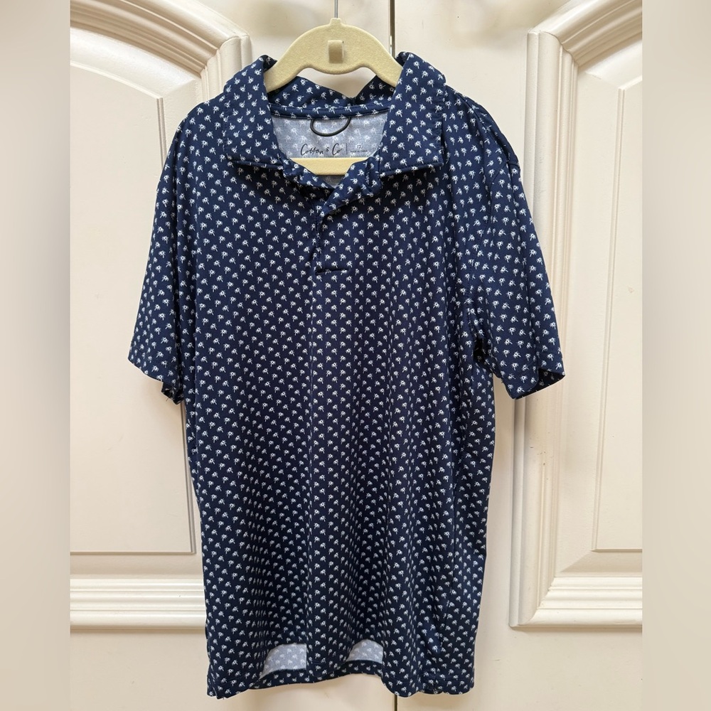 Kids Navy Patterned Polo